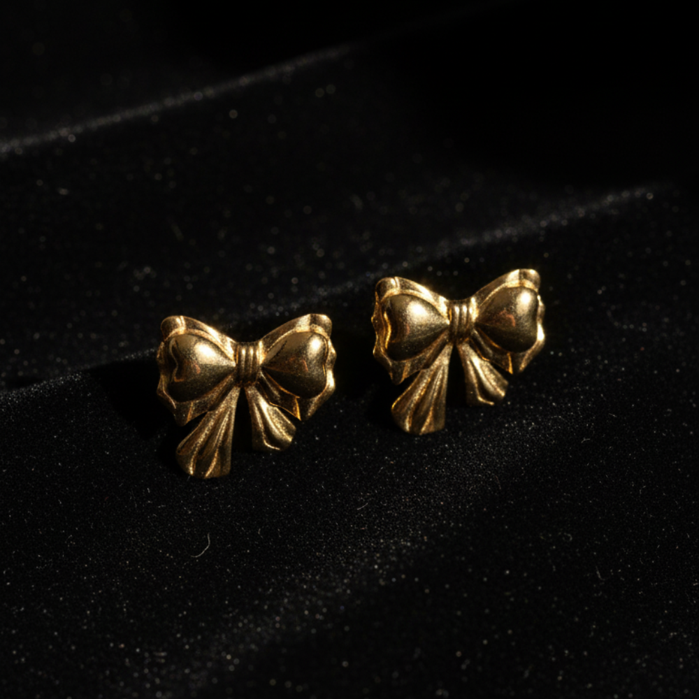 Gold Bow Stud Earrings – Cute Bowknot Earrings for Women | Daily Wear Jewelry
