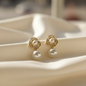 Golden Bloom Pearl Drop Earrings – Elegant Gold-Plated Pearl Jewelry for Women