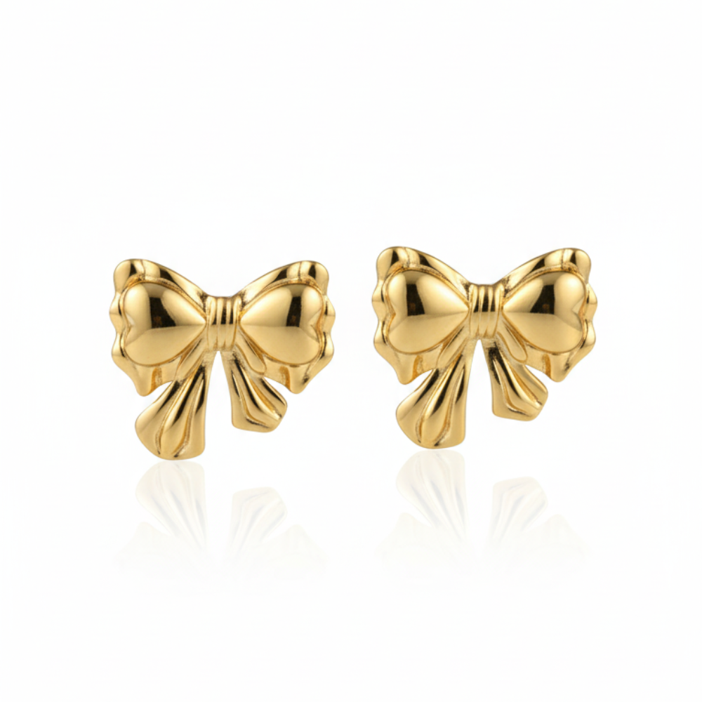 Gold Bow Stud Earrings – Cute Bowknot Earrings for Women | Daily Wear Jewelry