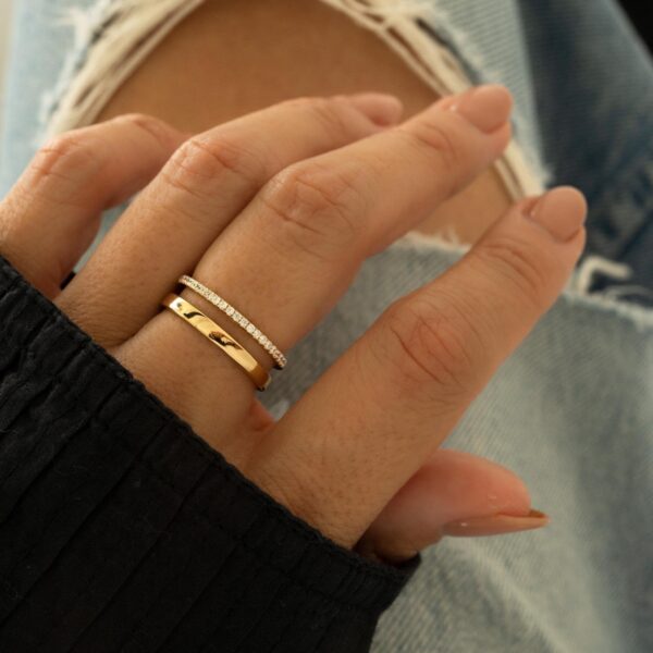 Double Band Ring, Dainty Ring, Wedding Band, Stacking Ring, Minimalist Ring, Gift for Her, Gold Ring, Silver Ring, Diamond Ring